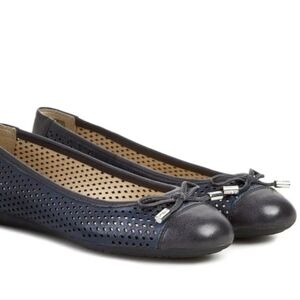 Geox Navy Patent Leather Perforated 'Lola' Ballet Flats (Size EU 37/US 6.5)